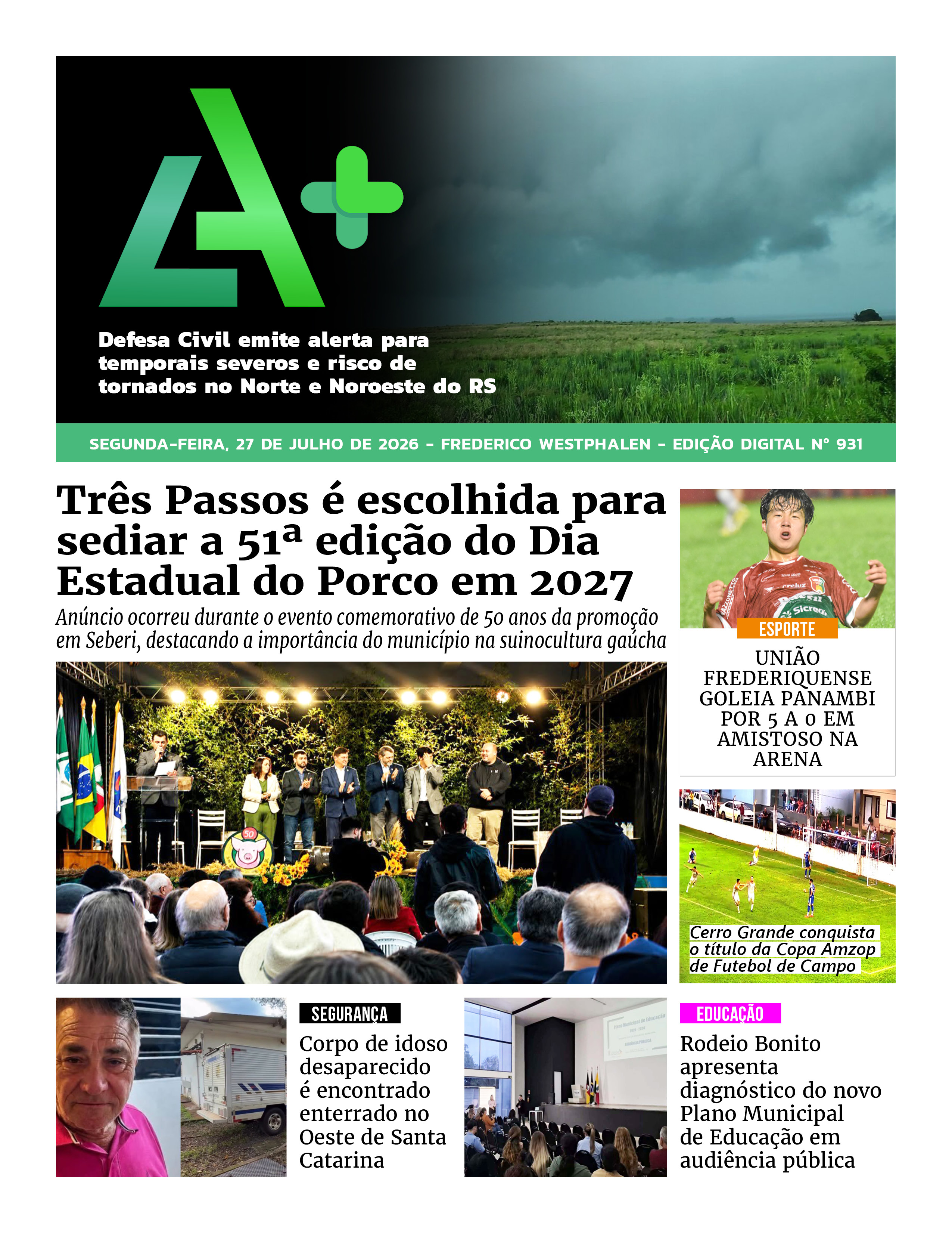 Capa LA+ Edição 931 – segunda-feira, 27 de julho de 2026